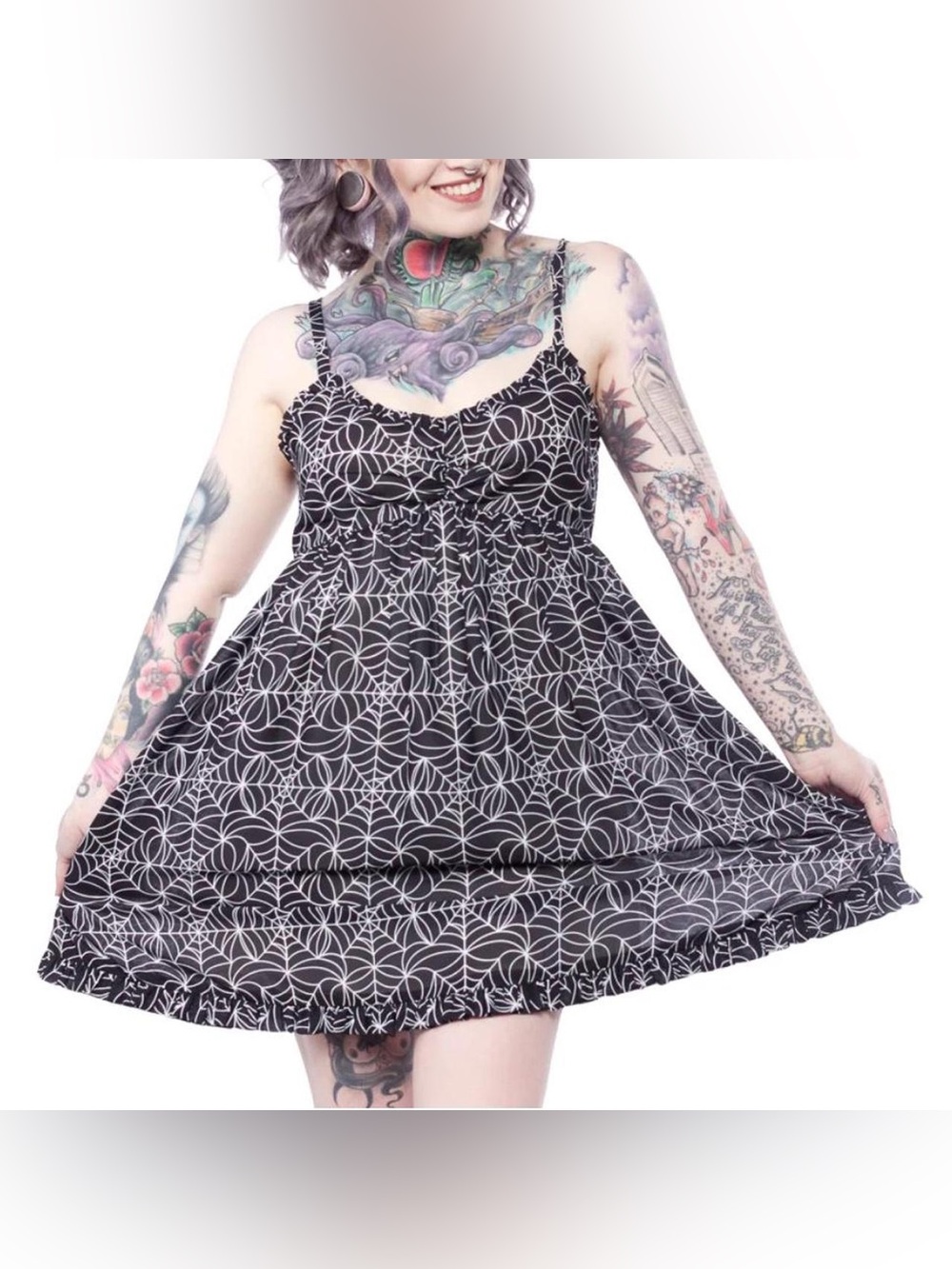 Sourpuss Spiderweb Babydoll Dress